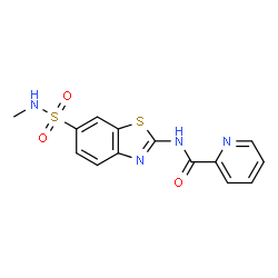 ChemSpider 2D Image | N-[6-(Methylsulfamoyl)-1,3-benzothiazol-2-yl]-2-pyridinecarboxamide | C14H12N4O3S2