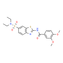 ChemSpider 2D Image | N-[6-(Diethylsulfamoyl)-1,3-benzothiazol-2-yl]-3,4-dimethoxybenzamide | C20H23N3O5S2