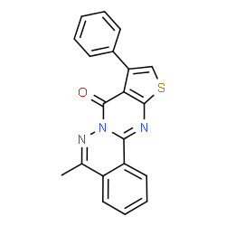 ChemSpider 2D Image | 5-Methyl-9-phenyl-8H-thieno[2',3':4,5]pyrimido[2,1-a]phthalazin-8-one | C20H13N3OS