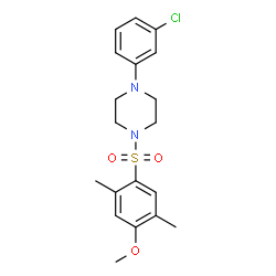 ChemSpider 2D Image | 1-(3-Chlorophenyl)-4-[(4-methoxy-2,5-dimethylphenyl)sulfonyl]piperazine | C19H23ClN2O3S