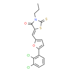ChemSpider 2D Image | (5Z)-5-{[5-(2,3-Dichlorophenyl)-2-furyl]methylene}-3-propyl-2-thioxo-1,3-thiazolidin-4-one | C17H13Cl2NO2S2