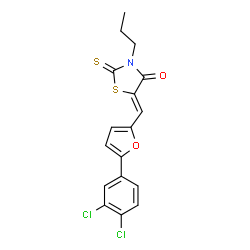 ChemSpider 2D Image | (5Z)-5-{[5-(3,4-Dichlorophenyl)-2-furyl]methylene}-3-propyl-2-thioxo-1,3-thiazolidin-4-one | C17H13Cl2NO2S2