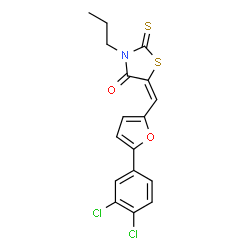 ChemSpider 2D Image | (5E)-5-{[5-(3,4-Dichlorophenyl)-2-furyl]methylene}-3-propyl-2-thioxo-1,3-thiazolidin-4-one | C17H13Cl2NO2S2
