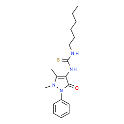 ChemSpider 2D Image | 1-(1,5-Dimethyl-3-oxo-2-phenyl-2,3-dihydro-1H-pyrazol-4-yl)-3-hexylthiourea | C18H26N4OS