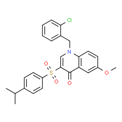 ChemSpider 2D Image | 1-(2-Chlorobenzyl)-3-[(4-isopropylphenyl)sulfonyl]-6-methoxy-4(1H)-quinolinone | C26H24ClNO4S