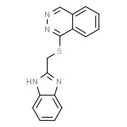 ChemSpider 2D Image | 1-[(1H-Benzimidazol-2-ylmethyl)sulfanyl]phthalazine | C16H12N4S
