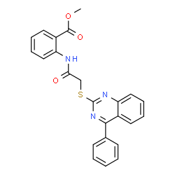 ChemSpider 2D Image | Methyl 2-({[(4-phenyl-2-quinazolinyl)sulfanyl]acetyl}amino)benzoate | C24H19N3O3S