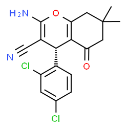ChemSpider 2D Image | (4R)-2-Amino-4-(2,4-dichlorophenyl)-7,7-dimethyl-5-oxo-5,6,7,8-tetrahydro-4H-chromene-3-carbonitrile | C18H16Cl2N2O2