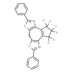 ChemSpider 2D Image | 4,4'-(3,3,4,4,5,5-Hexafluoro-1-cyclopentene-1,2-diyl)bis(5-methyl-2-phenyl-1,3-thiazole) | C25H16F6N2S2