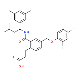 ChemSpider 2D Image | 3-(4-[(2,4-Difluorophenoxy)methyl]-2-{[1-(3,5-dimethylphenyl)-3-methylbutyl]carbamoyl}phenyl)propanoic acid | C30H33F2NO4