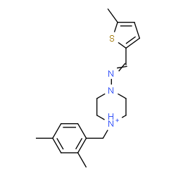 ChemSpider 2D Image | 1-(2,4-Dimethylbenzyl)-4-{[(5-methyl-2-thienyl)methylene]amino}piperazin-1-ium | C19H26N3S
