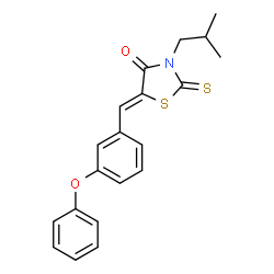 ChemSpider 2D Image | (5Z)-3-Isobutyl-5-(3-phenoxybenzylidene)-2-thioxo-1,3-thiazolidin-4-one | C20H19NO2S2