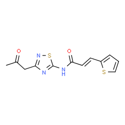 ChemSpider 2D Image | (2E)-N-[3-(2-Oxopropyl)-1,2,4-thiadiazol-5-yl]-3-(2-thienyl)acrylamide | C12H11N3O2S2
