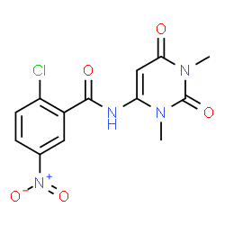 ChemSpider 2D Image | 2-Chloro-N-(1,3-dimethyl-2,6-dioxo-1,2,3,6-tetrahydro-4-pyrimidinyl)-5-nitrobenzamide | C13H11ClN4O5