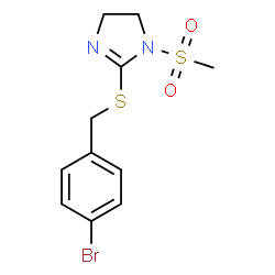 ChemSpider 2D Image | 2-[(4-Bromobenzyl)sulfanyl]-1-(methylsulfonyl)-4,5-dihydro-1H-imidazole | C11H13BrN2O2S2