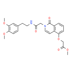 ChemSpider 2D Image | Methyl {[2-(2-{[2-(3,4-dimethoxyphenyl)ethyl]amino}-2-oxoethyl)-1-oxo-1,2-dihydro-5-isoquinolinyl]oxy}acetate | C24H26N2O7