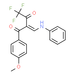 ChemSpider 2D Image | (2Z)-2-(Anilinomethylene)-4,4,4-trifluoro-1-(4-methoxyphenyl)-1,3-butanedione | C18H14F3NO3