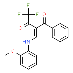 ChemSpider 2D Image | (2Z)-4,4,4-Trifluoro-2-{[(2-methoxyphenyl)amino]methylene}-1-phenyl-1,3-butanedione | C18H14F3NO3