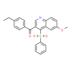 ChemSpider 2D Image | (4-Ethylphenyl)[6-methoxy-4-(phenylsulfonyl)-3-quinolinyl]methanone | C25H21NO4S