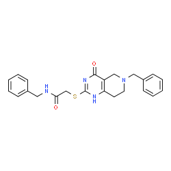 ChemSpider 2D Image | N-Benzyl-2-[(6-benzyl-4-oxo-1,4,5,6,7,8-hexahydropyrido[4,3-d]pyrimidin-2-yl)sulfanyl]acetamide | C23H24N4O2S