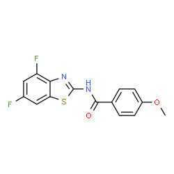 ChemSpider 2D Image | N-(4,6-Difluoro-1,3-benzothiazol-2-yl)-4-methoxybenzamide | C15H10F2N2O2S