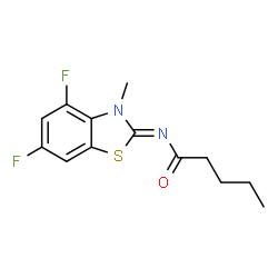 ChemSpider 2D Image | N-[(2Z)-4,6-Difluoro-3-methyl-1,3-benzothiazol-2(3H)-ylidene]pentanamide | C13H14F2N2OS