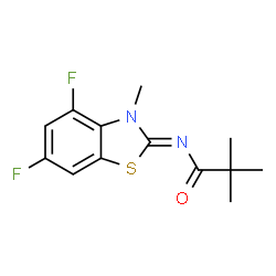ChemSpider 2D Image | N-[(2Z)-4,6-Difluoro-3-methyl-1,3-benzothiazol-2(3H)-ylidene]-2,2-dimethylpropanamide | C13H14F2N2OS