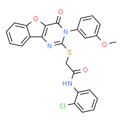 ChemSpider 2D Image | N-(2-Chlorophenyl)-2-{[3-(3-methoxyphenyl)-4-oxo-3,4-dihydro[1]benzofuro[3,2-d]pyrimidin-2-yl]sulfanyl}acetamide | C25H18ClN3O4S