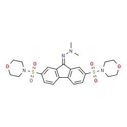 ChemSpider 2D Image | 4,4'-{[9-(Dimethylhydrazono)-9H-fluorene-2,7-diyl]disulfonyl}dimorpholine | C23H28N4O6S2