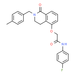 ChemSpider 2D Image | N-(4-Fluorophenyl)-2-{[2-(4-methylbenzyl)-1-oxo-1,2,3,4-tetrahydro-5-isoquinolinyl]oxy}acetamide | C25H23FN2O3