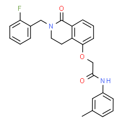 ChemSpider 2D Image | 2-{[2-(2-Fluorobenzyl)-1-oxo-1,2,3,4-tetrahydro-5-isoquinolinyl]oxy}-N-(3-methylphenyl)acetamide | C25H23FN2O3