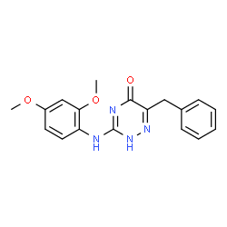 ChemSpider 2D Image | 6-Benzyl-3-[(2,4-dimethoxyphenyl)amino]-1,2,4-triazin-5(2H)-one | C18H18N4O3