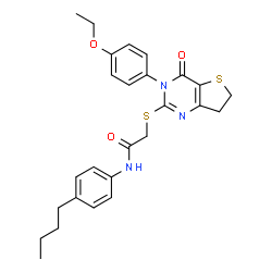 ChemSpider 2D Image | N-(4-Butylphenyl)-2-{[3-(4-ethoxyphenyl)-4-oxo-3,4,6,7-tetrahydrothieno[3,2-d]pyrimidin-2-yl]sulfanyl}acetamide | C26H29N3O3S2