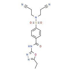 ChemSpider 2D Image | 4-[Bis(2-cyanoethyl)sulfamoyl]-N-(5-ethyl-1,3,4-oxadiazol-2-yl)benzamide | C17H18N6O4S