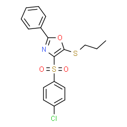 ChemSpider 2D Image | 4-[(4-Chlorophenyl)sulfonyl]-2-phenyl-5-(propylsulfanyl)-1,3-oxazole | C18H16ClNO3S2