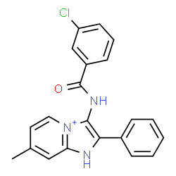 ChemSpider 2D Image | 3-[(3-Chlorobenzoyl)amino]-7-methyl-2-phenyl-1H-imidazo[1,2-a]pyridin-4-ium | C21H17ClN3O