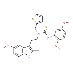 ChemSpider 2D Image | 3-(2,5-Dimethoxyphenyl)-1-[2-(5-methoxy-2-methyl-1H-indol-3-yl)ethyl]-1-(2-thienylmethyl)thiourea | C26H29N3O3S2