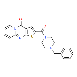 ChemSpider 2D Image | 2-[(4-Benzyl-1-piperazinyl)carbonyl]-4H-pyrido[1,2-a]thieno[2,3-d]pyrimidin-4-one | C22H20N4O2S