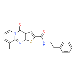 ChemSpider 2D Image | 9-Methyl-4-oxo-N-(2-phenylethyl)-4H-pyrido[1,2-a]thieno[2,3-d]pyrimidine-2-carboxamide | C20H17N3O2S