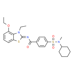 ChemSpider 2D Image | 4-[Cyclohexyl(methyl)sulfamoyl]-N-[(2Z)-4-ethoxy-3-ethyl-1,3-benzothiazol-2(3H)-ylidene]benzamide | C25H31N3O4S2