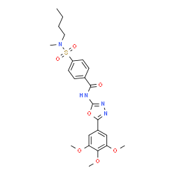 ChemSpider 2D Image | 4-[Butyl(methyl)sulfamoyl]-N-[5-(3,4,5-trimethoxyphenyl)-1,3,4-oxadiazol-2-yl]benzamide | C23H28N4O7S