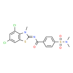 ChemSpider 2D Image | N-[(2Z)-4,6-Dichloro-3-methyl-1,3-benzothiazol-2(3H)-ylidene]-4-(dimethylsulfamoyl)benzamide | C17H15Cl2N3O3S2