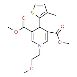 ChemSpider 2D Image | Dimethyl 1-(2-methoxyethyl)-4-(3-methyl-2-thienyl)-1,4-dihydro-3,5-pyridinedicarboxylate | C17H21NO5S