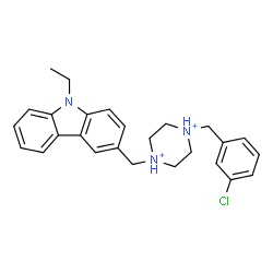 ChemSpider 2D Image | 1-(3-Chlorobenzyl)-4-[(9-ethyl-9H-carbazol-3-yl)methyl]piperazinediium | C26H30ClN3