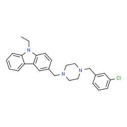 ChemSpider 2D Image | 3-{[4-(3-Chlorobenzyl)-1-piperazinyl]methyl}-9-ethyl-9H-carbazole | C26H28ClN3
