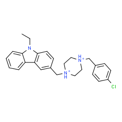 ChemSpider 2D Image | 1-(4-Chlorobenzyl)-4-[(9-ethyl-9H-carbazol-3-yl)methyl]piperazinediium | C26H30ClN3