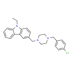 ChemSpider 2D Image | 3-[4-(4-Chloro-benzyl)-piperazin-1-ylmethyl]-9-ethyl-9H-carbazole | C26H28ClN3