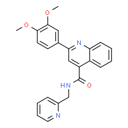 ChemSpider 2D Image | 2-(3,4-Dimethoxyphenyl)-N-(2-pyridinylmethyl)-4-quinolinecarboxamide | C24H21N3O3