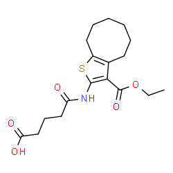 ChemSpider 2D Image | 5-{[3-(Ethoxycarbonyl)-4,5,6,7,8,9-hexahydrocycloocta[b]thiophen-2-yl]amino}-5-oxopentanoic acid | C18H25NO5S