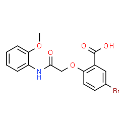 ChemSpider 2D Image | 5-Bromo-2-{2-[(2-methoxyphenyl)amino]-2-oxoethoxy}benzoic acid | C16H14BrNO5